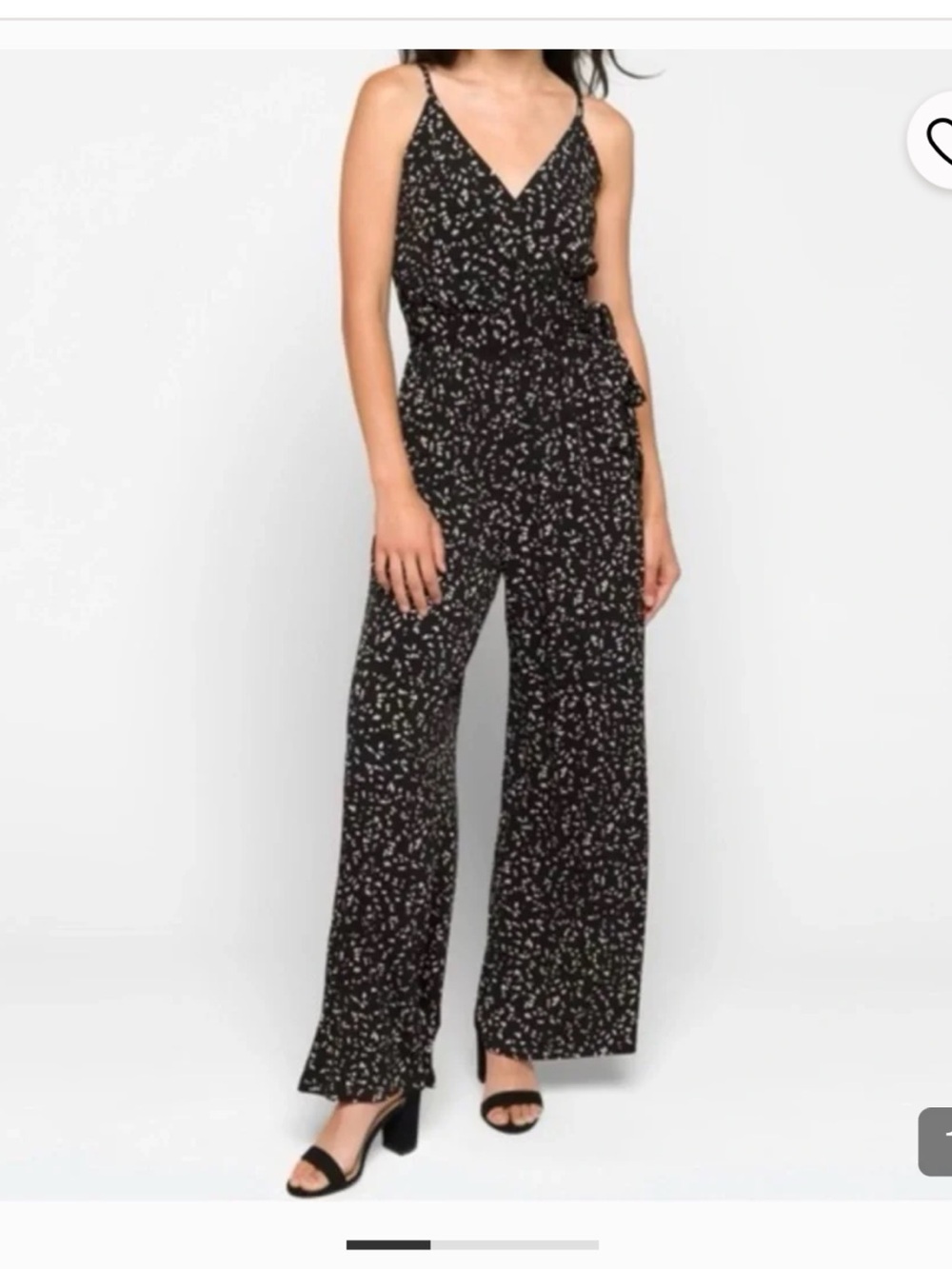 Kaileigh Black Printed Wide-Leg Jumpsuit with Spaghetti Straps